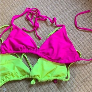 NWOT set of 2🇮🇹 bikini tops pink red,neon yellow